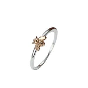 18K Gold Plated and Silver Minimalist Bumblebee Ring